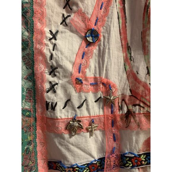 Farinelli Dress Juniors Small Eclectic w/ Spaghetti Straps Colorful Lace & Charm - Picture 6 of 11